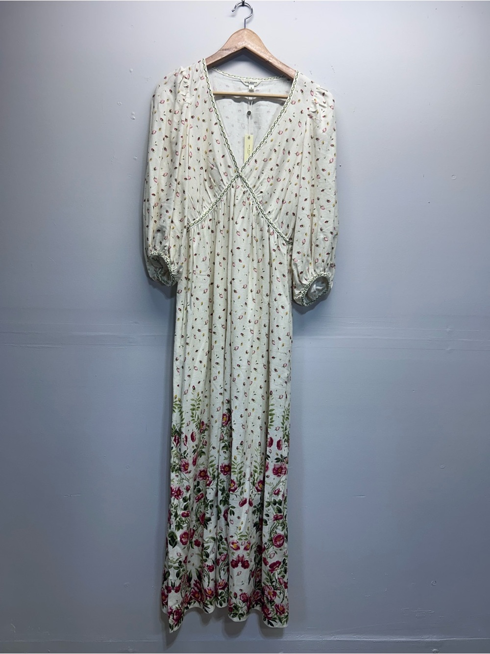 Max Studio Boho Floral Peasant Maxi Dress S
